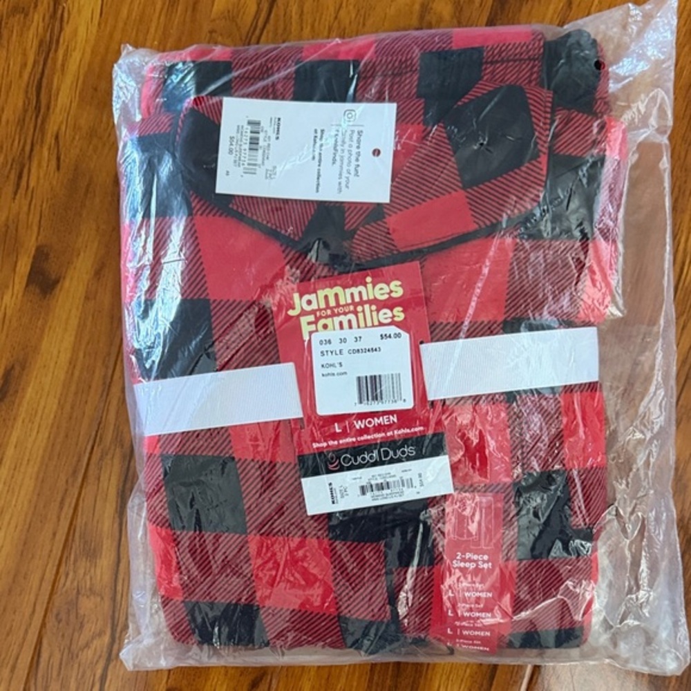 Cuddl Duds Red and Black Check Pajama Set